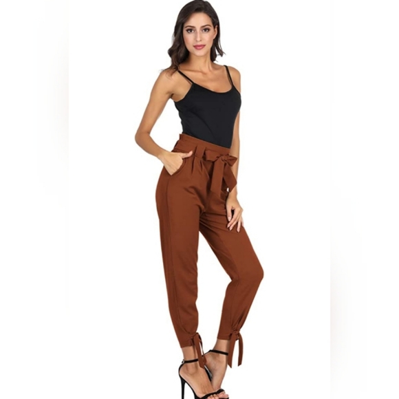 🌞Womens Casual High Waist Pencil Pants with Bow - Picture 2 of 4